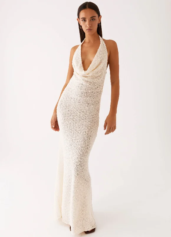 Maxi Dresses with Lace Front -Serotonin Maxi Dress - Ivory