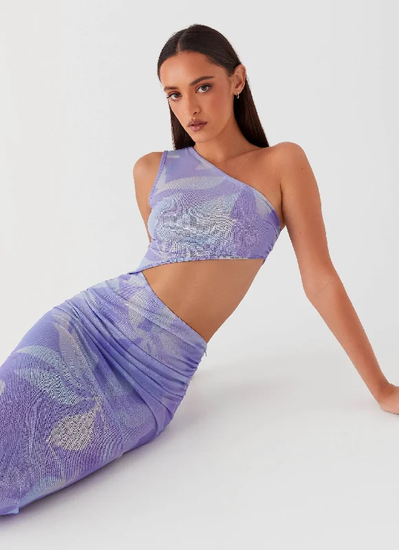 Maxi Dresses in Soft Cotton -Shadows In The Sun Mesh Maxi Dress - Purple Rain