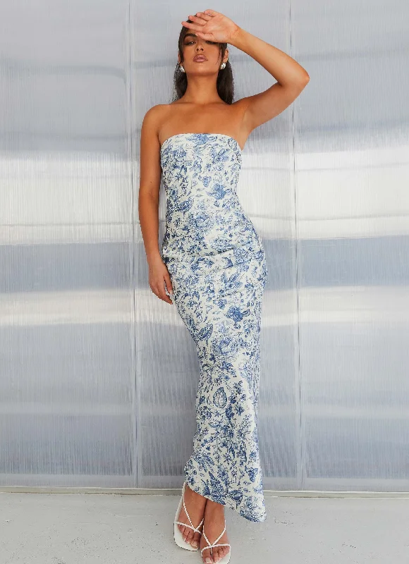 Maxi Dresses for Girls Trip -Summer Lover Maxi Dress - Blue Paisley