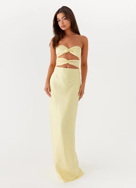 Maxi Dresses for Boat Party -Tianna Strapless Maxi Dress - Yellow