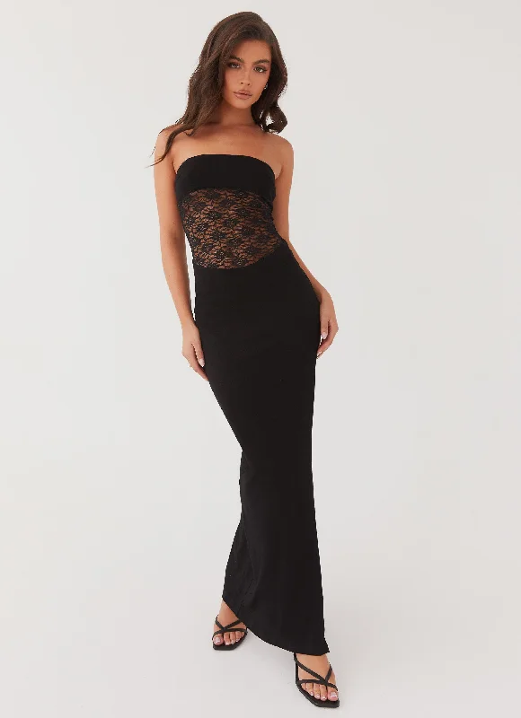 Maxi Dresses with Flounce Hem -Twilight Tube Maxi Dress - Black