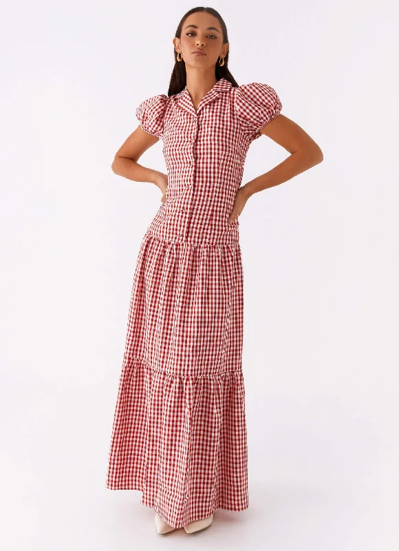 Maxi Dresses for Photo Shoots -Verity Maxi Dress - Red Gingham