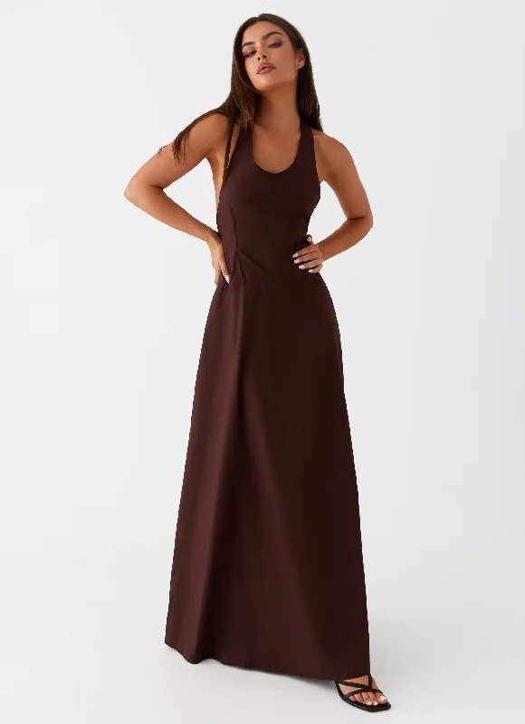 Maxi Dresses for Sunset Party -Vestige Maxi Dress - Chocolate