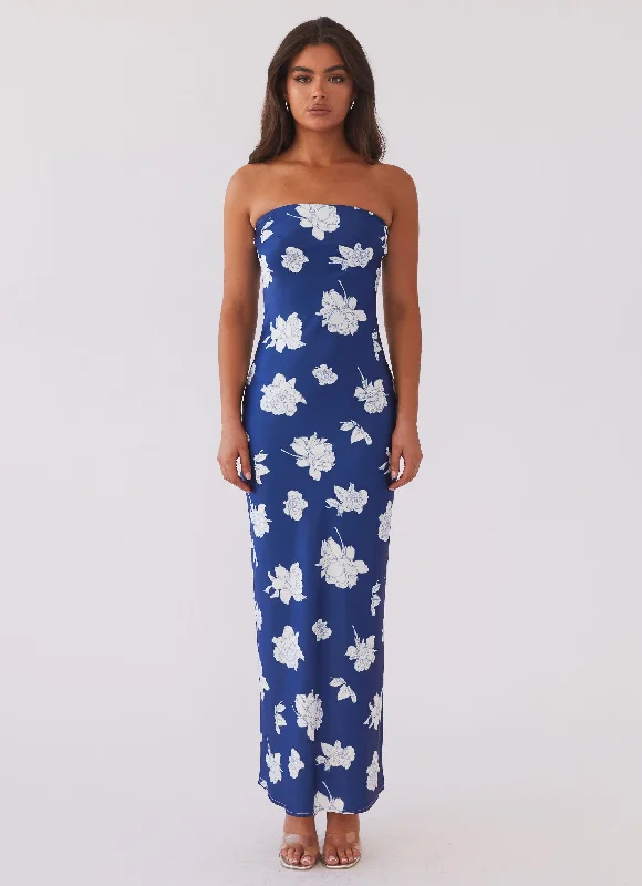 Maxi Dresses in Crinkle Fabric -What I Want Maxi Dress - Navy Flora