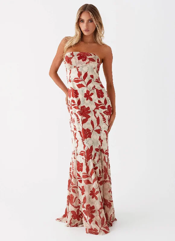 Green Maxi Dresses Sale -Willa Maxi Dress - Red Green Floral