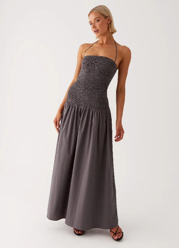 Maxi Dresses in Rich Cotton -Zahra Maxi Dress - Charcoal